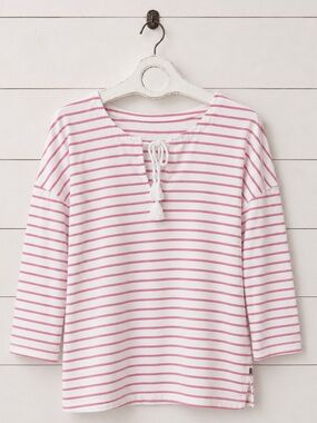 Talbots Pink and White Striped Tie-Front Tunic